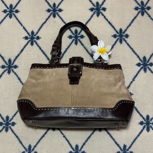 Coach Y2K Hampton Suede Carryall Satchel 2008 12619 - Tan/Brown